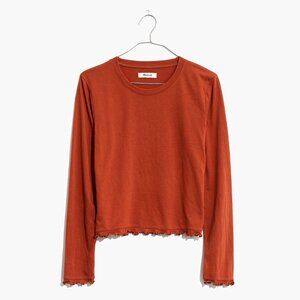 Madewell Ruffle Edge Tee in Burnt Clay - sz Small